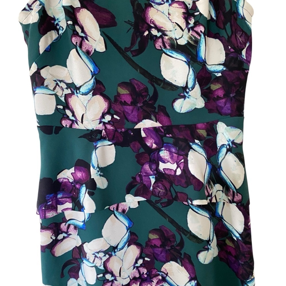 Banana Republic Sleeveless Double Layered Floral Peplum Mini Dress green 10 - Picture 6 of 14